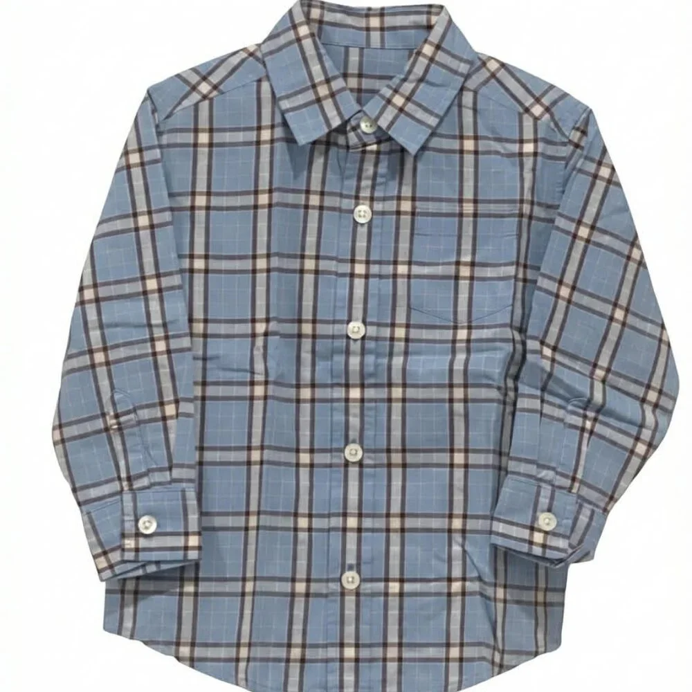 Gymboree NWT Blue & Purple Plaid Long‑Sleeve Shirt Size 8